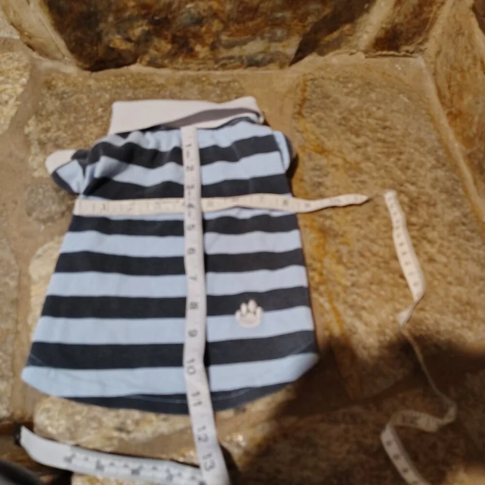 Top Paw Dogs Striped Polo Shirt Size Medium Blue White Cotton